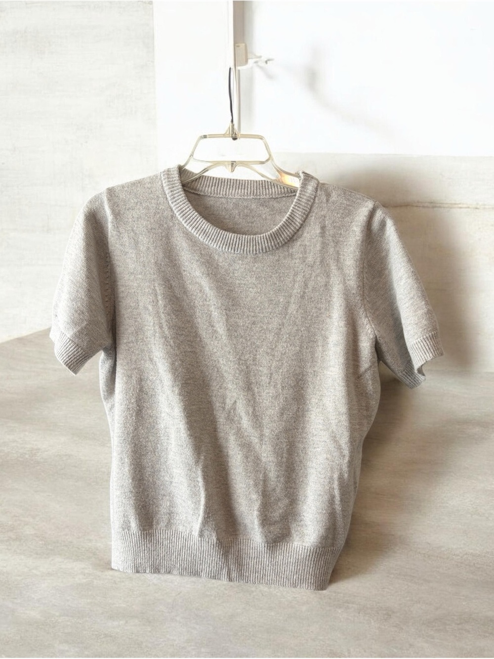 SHEIN Light Gray Short-Sleeve Crewneck Sweater